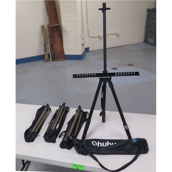 Qty 4 Ohuhu Tripod Field Easel Stands w/ Carrying Bags