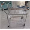 Image 1 : Rolling Metal Mesh 2-Tier Utility Cart 28"x20"x36"H