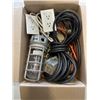 Image 2 : BOX OF ELECTRICAL ITEMS AND DIESEL PUMP HANDLE