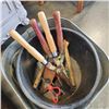 Image 2 : VINTAGE GALVANIZED TUB, AND BUCKET OF PRUNERS ETC