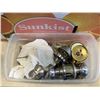 Image 3 : BOX OF VARIOUS TOOLS, HARDWARE, ASSORTED OF DOOR KNOBS SOME W/ LOCKS, ETC