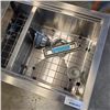 Image 2 : AS NEW STAINLESS SQAURE BOTTOM SINK WITH TRAY, GRATES, ACCESSORIES, 19x33 INCH