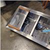 Image 3 : AS NEW STAINLESS SQAURE BOTTOM SINK WITH TRAY, GRATES, ACCESSORIES, 19x33 INCH