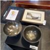 Image 1 : 2 NATIVE PRINTS SIGNED GRAHMAN HERBERT AND RICHARD SHORTY, AND 2 SILVER PLATE BOWLS