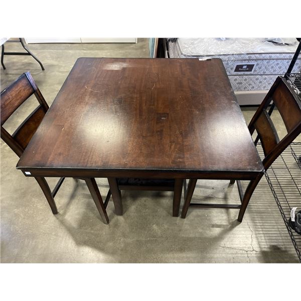 SQUARE PUB HEIGHT DINING TABLE WITH 2 STOOLS