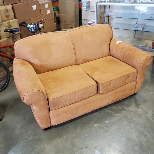 BROWN MICROFIBRE LOVESEAT