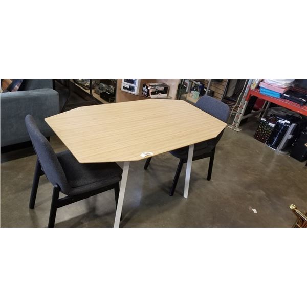 DROP SIDE MODERN DINNETTE TABLE AND 2 FABRIC CHAIRS