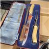 Image 2 : BOX OF HOUSEHOLD AND VINTAGE ESTATE ITEMS, CARVING SET ETC