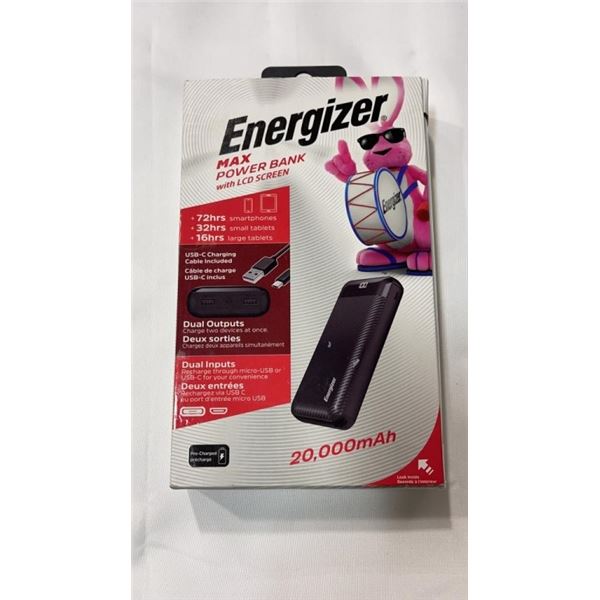 ENERGIZER 20,000 MAH USB/USB-C POWER BANK - RETAIL $59