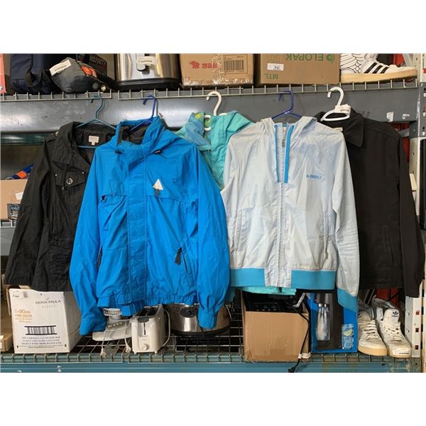 5 JACKETS - SIZES SMALL, MEDIUM, AND LARGE