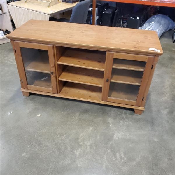 PINE GLASS DOOR MEDIA CABINET