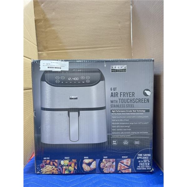 BELLA PRO 6QT AIR FRYER - TESTED WORKING, RETAIL $219