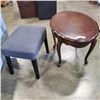 Image 1 : GREY FABRIC STOOL AND OVAL END TABLE