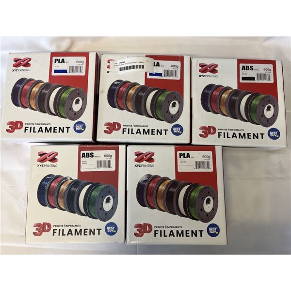 5 SPOOLS OF XYZ PRINTING FILAMENT - FILAMENT IS BRITTLE, RETAIL $95