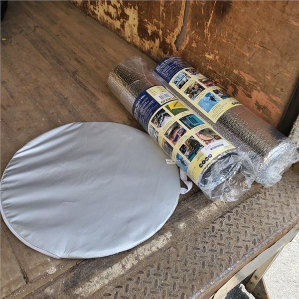 HANGING AIR DRY RACK AND 2 ROLLS OF INSULATION, ONE IS PARTIAL