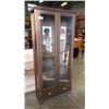 Image 1 : GLASS DOOR CABINET W/ GLASS AND WOOD SHELVES AND BOTTOM DRAWER