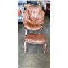 Image 1 : VINTAGE BROWN LEATHER CHAIR W/ MATCHING STOOL