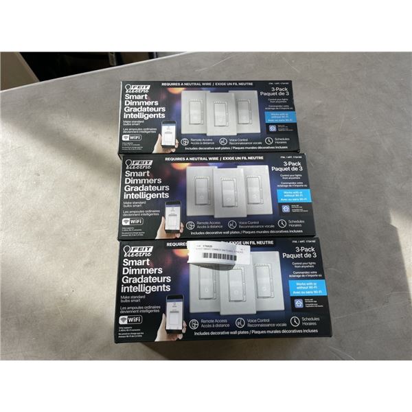 9 FEIT SMART DIMMER SWITCHES, 3 PACKS OF 3