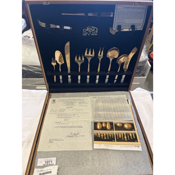 144 PIECE MOTHER OF PEARL NICKEL BRONZE CUTLERY SET IN CANTEEN