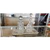 Image 1 : HEAVY CRYSTAL TRAY AND 2 PINWHEEL CRYSTAL DECANTERS - TRAY HAS SOME CHIPS