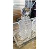 Image 2 : HEAVY CRYSTAL TRAY AND 2 PINWHEEL CRYSTAL DECANTERS - TRAY HAS SOME CHIPS