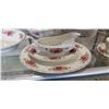 Image 2 : 33 PIECES MYOTT "ROSE GARDEN" CHINA - 2 CUPS AND SAUCERS, 4 SERVING DISHES, GRAVY BOAT, 8 LUNCHEON P