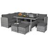 Image 1 : BRAND NEW OUTDOOR RATTAN PATIO SECTIONAL WITH STOOLS ONLY, NO TABLE -  RETAIL $1099