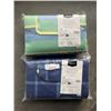 Image 1 : 2 BRAND NEW PICNIC BLANKETS, RETAIL $25 EACH, TOTAL VALUE $50, 1 BLUE, 1 GREEN