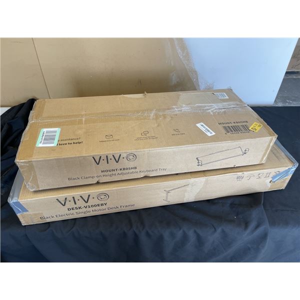 VIVO BLACK ELECTRIC DESK FRAME AND CLAMP ON KEYBOARD TRAY