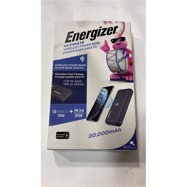 ENERGIZER 20,000 MAH USB/USB-C POWER BANK W/ WIRELESS QI CHARGER - RETAIL $89