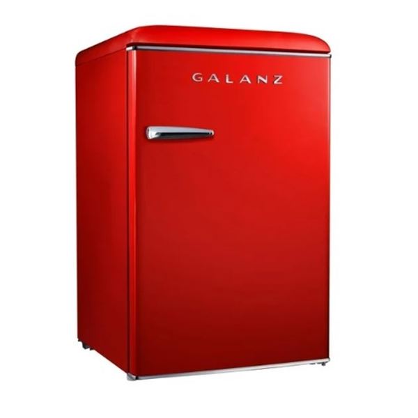 BRAND NEW GALANZ RETRO LOOK RED BAR FRIDGE, 2.6 CUBIC FOOT WITH FREEZER, RETAIL $299