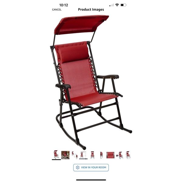 BRAND NEW RED FOLDABLE ROCKING CHAIR WITH CANOPY, WITH NECK PILLOW AND ...