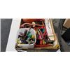 Image 2 : BOX OF ASSORTED HAND TOOLS, BIKE SEAT, ETC