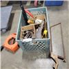 Image 1 : TOTE OF ASSORTED TOOLS AND EXTENSION CORDS ON REEL