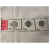 Image 1 : 3 CANADIAN LOW MINTAGE COINS (.800 SILVER) 1937 (FIRST GEORGE VI) 1938, 1939