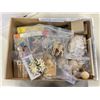 Image 2 : BOX WITH ASSORTED MAKE UP CASE, SHOE HORNS,  AND CRAFT SUPPLIES