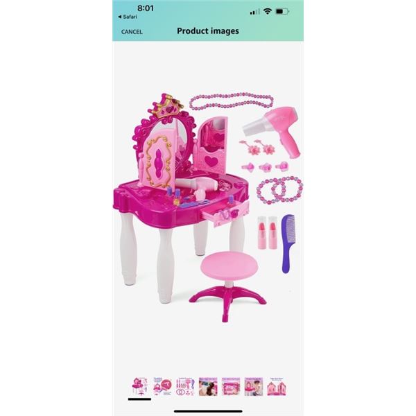 NEW PREXTEX CROWN MIRROR MAKEUP VANITY PLAYSET - RETAIL $159