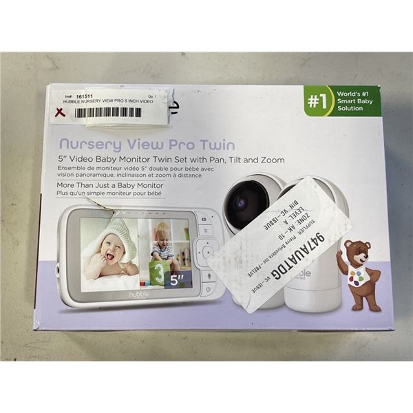 HUBBLE NURSERY VIEW PRO 5 INCH VIDEO BABY MONITOR W/ 2 CAMERAS ANDNIGHT VISION - TESTED WORKING