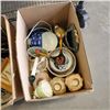 Image 2 : 3 BOXES OF COLLECTIBLES - DECORATIVE MASKS, MIRRORS, SALT LAMPS, ETC