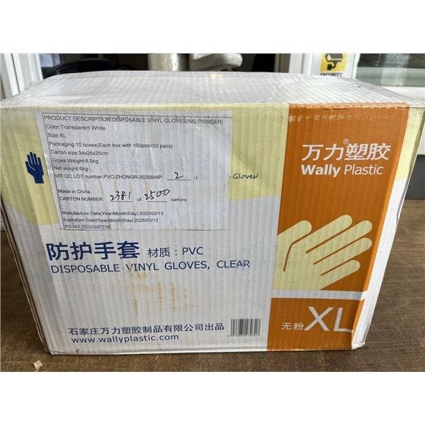 NEW CASE OF DISPOSABLE XL CLEAR PVC VINYL GLOVES - 10 PACKS OF 100