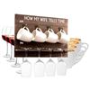 Image 1 : NEW WINE RACK WITH 4 WINE GLASSES AND 4 MUGS - HOW MY WIFE TELLS TIME, RETAIL $74