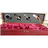 Image 2 : 2 BRAND NEW WINE GIFT BOXES - 2 BOTTLE WINE BOX W/ CORKSCREW, BOTTLE STOPPER, POURER, AND FOIL CUTTE