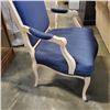 Image 3 : FRENCH PROVINCIAL RE-UPHOLSTERED BLUE FABRIC ARM CHAIR