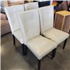 Image 1 : 4 WHITE LEATHER LOOK DINING CHAIRS