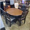 Image 8 : 6 WOOD FRAME LEATHER SEAT DINING CHAIRS