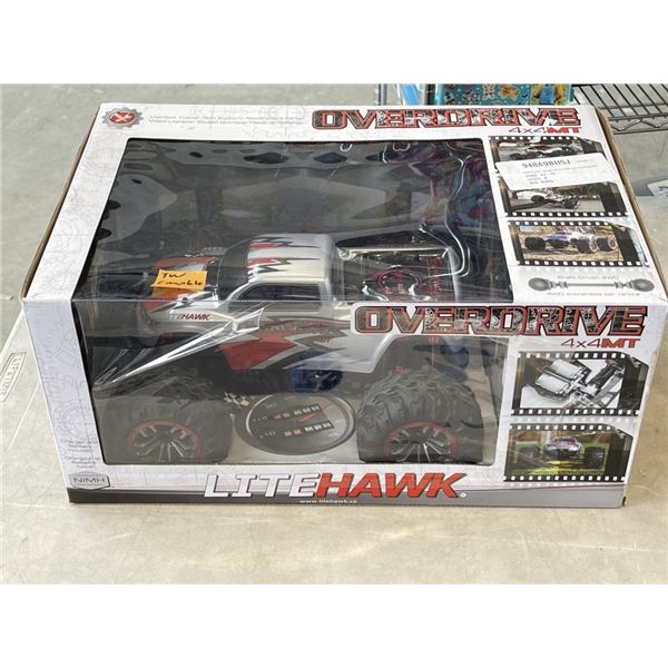 LITEHAWK OVERDRIVE 4WD 1/0 RC MONSTER TRUCK - TESTED WORKING, RETAIL $199