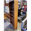 Image 2 : 6FT TEAK FINISH BOOKSHELF, WEAR AT BOTTOM EDGES, 31.5 INCH WIDE