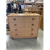 Image 1 : TEAK FINISH 4 DRAWER DRESSER, 32 INCH WIDE, 16 INCH DEEP AND 29 INCH TALL