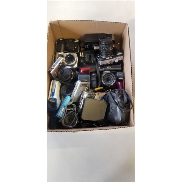 BOX OF ASSORTED DIGITAL CAMERAS