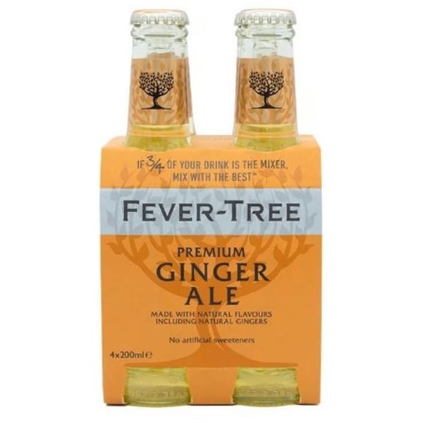 3 CASES FEVER-TREE PREMIUM GINGER ALE - 4  200ML BOTTLES PER PACK,  6 PACKS PER CASE - 18PACKS/72 BO